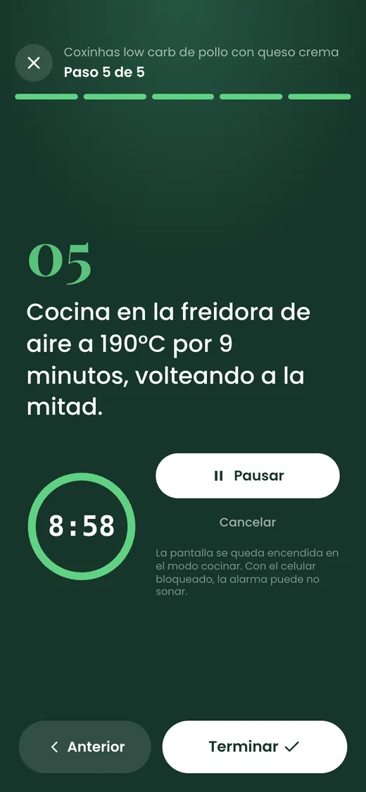 Pantalla de la app Air 15 min en el celular